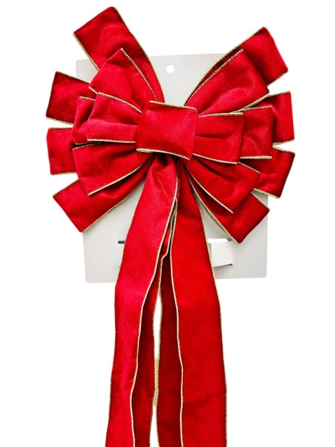 MAXI 3D bow red velvet gold edge (RF0555)