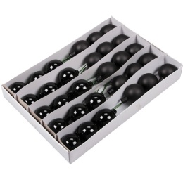 Kpl 30 bombek szklanych 50mm na druciku (102442) czarny błysk/mat-20%