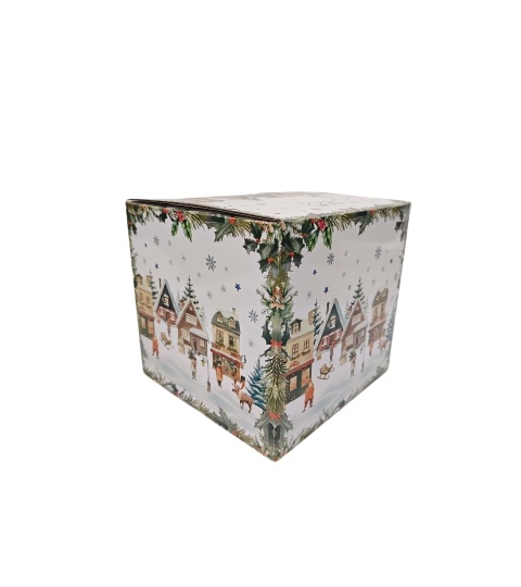 Christmas Village porcelain cup, jug and saucer, decorative box