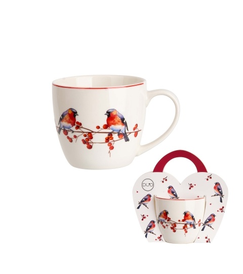 Kubek porcelana 460ml "w koszyczku" Christmas Birds