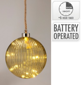 Glass ball 14cm transparent green 15LED (AAB201210)