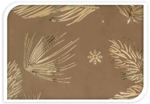 Materiał welurowy jasny brąz złote gałązki (008824) 28*150cm -30%