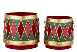 Kpl. 2 osłonki metalowe czerwono zielone romby (181444)