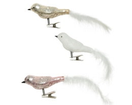 Set of 3 glass birds mix on a clip (120833)