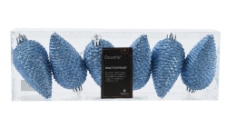 Kpl. 6szt szyszki niebieskie plastikowe z brokatem (022725)