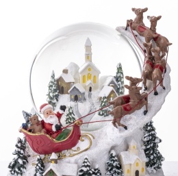 Water ball 12cm music box + reindeer sleigh with Santa Claus (147785)