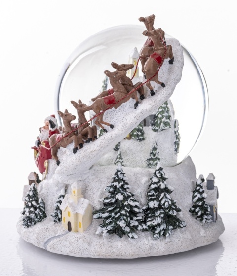 Kula wodna 12cm pozytywka + zaprzęg renifery z Mikołajem (147785)