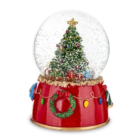 Red water ball 10cm Christmas tree music box (167734)