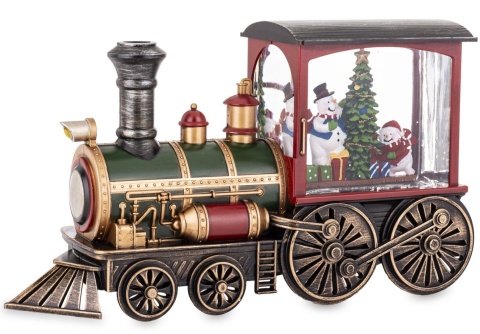 Lokomotywa z choinką i wirującym brokatem na USB i bat.3xAA (181018)