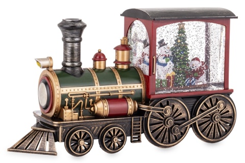 Lokomotywa z choinką i wirującym brokatem na USB i bat.3xAA (181018)