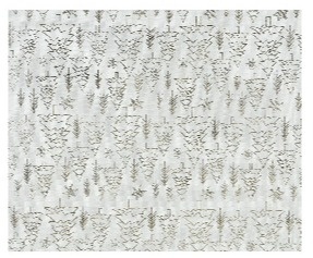 Decorative fabric ecru linen golden Christmas trees 35x200cm (463453)