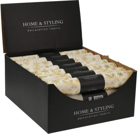 Decorative material ecru gold snowflakes (516628)