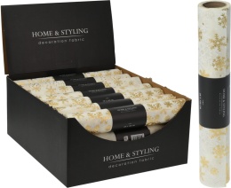 Decorative material ecru gold snowflakes (516628)