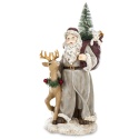 Gray Santa Claus with reindeer and LED Christmas tree, polyresin (172565)