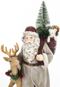 Gray Santa Claus with reindeer and LED Christmas tree, polyresin (172565)