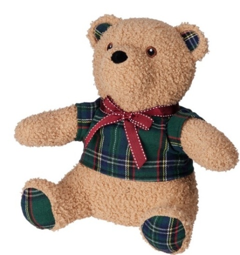 Teddy bear door stopper green checkered (512084)