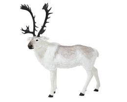 Standing reindeer, very large, fur, light beige, 177x150x56cm (720026)