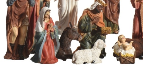 Nativity scene with 11 figures, hand-painted, 28cm, polyresin (596473)