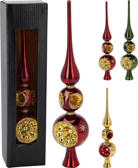 Glass spike 30cm with reflector, glossy burgundy (523402; 513374)