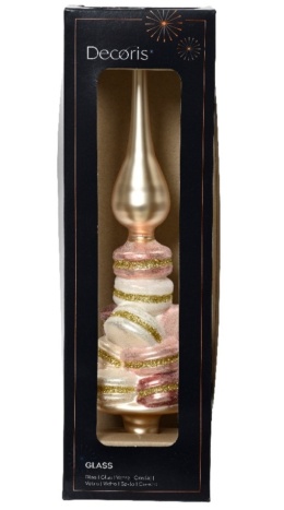 Decorated glass spike 31cm macaroons (170231)
