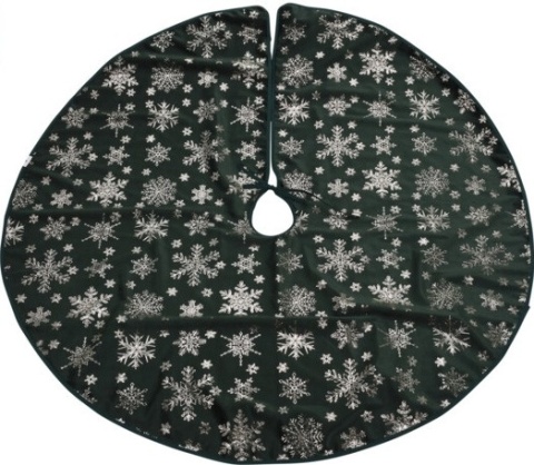 Osłona welur złote śnieżynki na stojak choinkowy fi 95cm 2kol. (017817)