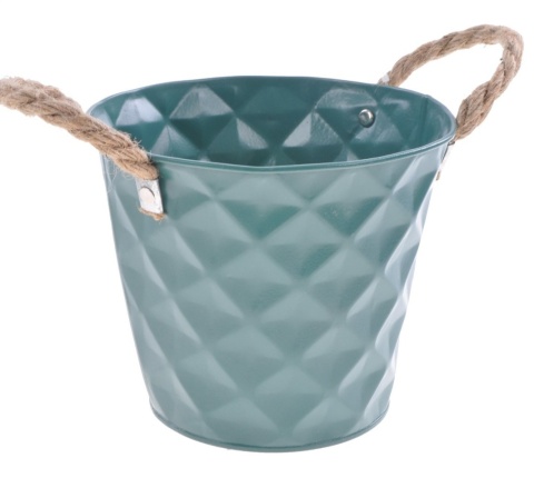 Osłonka metal. na doniczkę 2kol. smukła h:14,7cm uchwyt sznurek (QX-1904184L)