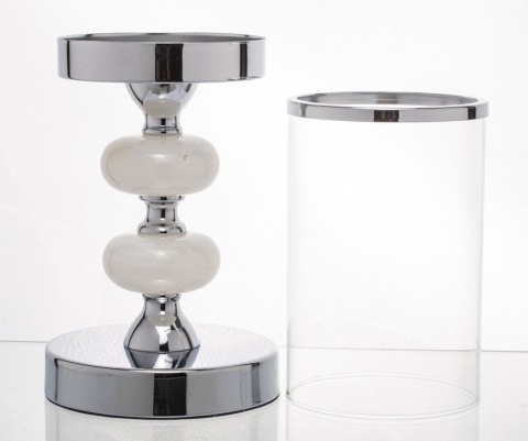 Świecznik chrom 2 kulki z alabastru (131256)-20%