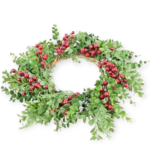 Wreath 40cm diameter, mix of burgundy fruit branches (CV37229)