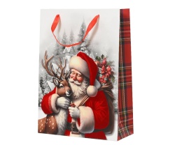Premium Santa Claus gift bag with deer small (729156)