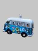 Bauble form: VW car white and blue with flowers (143)SE