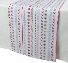 White table runner with Christmas patterns 30x150cm (669437)