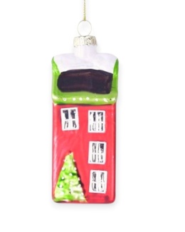 Glass bauble: Red matte tenement house (TG79489)