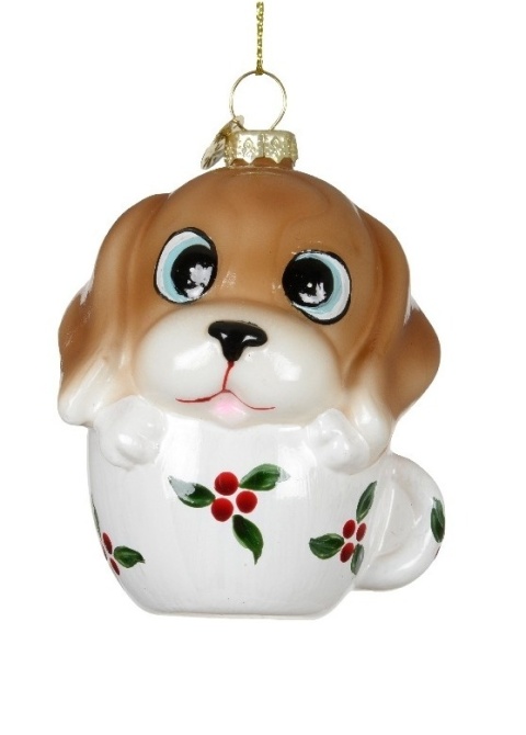 Glass bauble: Dog in a cup (122263)