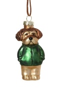 Glass bauble: Dog with a green jacket (125107)