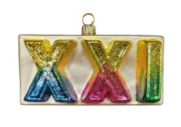 Bombka Komozja: Napis XXI pastelowy