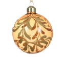 Bombka szklana 8cm trasparentna miodowa, złoty brokat (070650)