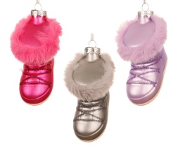 Glass ornament: Purple shoe with fur (121823)