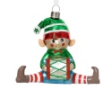 Glass bauble: Elf sitting with a drum (129649)