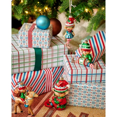 Glass bauble: Elf sitting with a drum (129649)