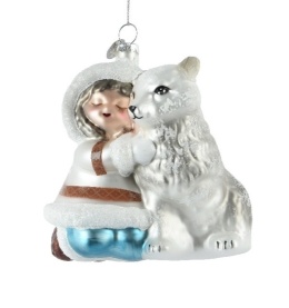 Glass bauble: Eskimo with a dog (129624)