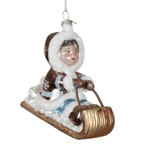 Glass bauble: Eskimo on a sled (129622) h