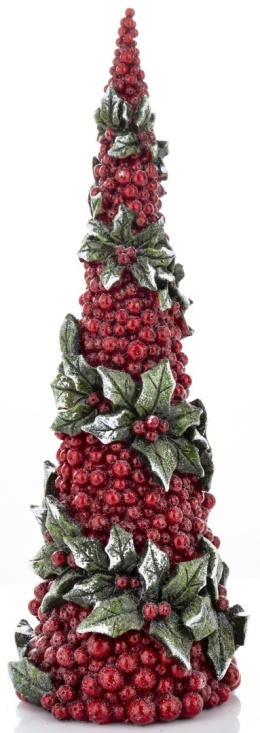 Christmas tree medium cone hawthorn berries and holly, polyresin (169971)