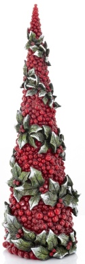 Christmas tree medium cone hawthorn berries and holly, polyresin (169971)