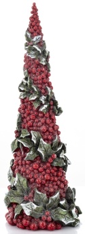 Christmas tree medium cone hawthorn berries and holly, polyresin (169971)