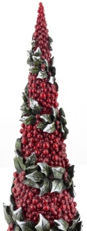 Christmas tree medium cone hawthorn berries and holly, polyresin (169971)