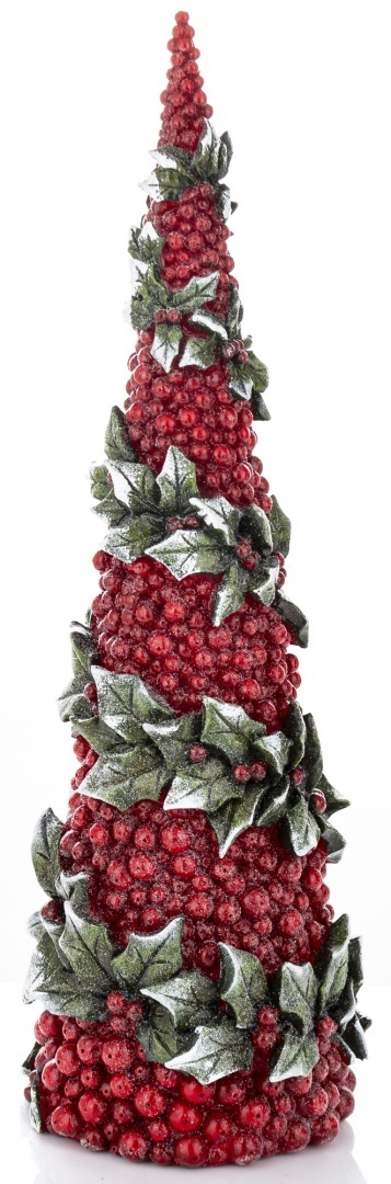 Christmas tree medium cone hawthorn berries and holly, polyresin (169971)