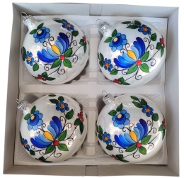 120 decorated baubles, pack of 4, FOLK (7)