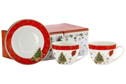 Set of 2 Cups 220 ml with Saucers - Christmas Tree (555-7017)