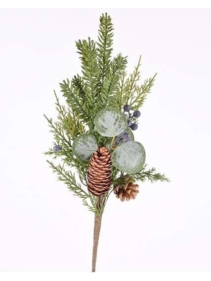 Green branch 51cm mix of navy blue fruits (CV37393)