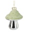 Flocked glass mushroom 9cm on a green and silver clip (513340)